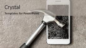  Presentation with smartphone - Cool new theme with crash test - smartphone with broken screen backdrop and a  colored foreground