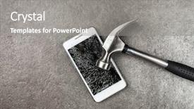  Presentation with smartphone - Theme with crash test - smartphone with broken screen background and a  colored foreground