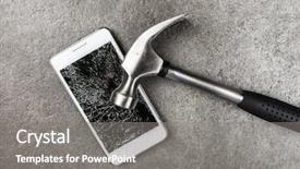  Presentation with smartphone - Slide set enhanced with crash test - smartphone with broken screen background and a  colored foreground