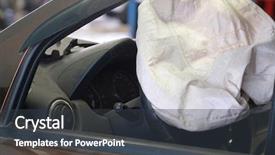  Presentation with crash - Beautiful presentation theme featuring crash test dummy - airbag exploded at a car backdrop and a dark gray colored foreground