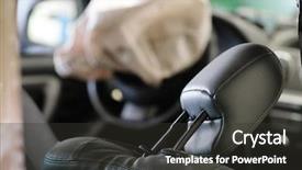  Presentation with car accident - Amazing presentation theme having crash test dummy - airbag exploded at a car backdrop and a dark gray colored foreground