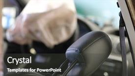  Presentation with crash - PPT theme with crash test dummy - airbag exploded at a car background and a dark gray colored foreground