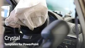  Presentation with crash - Amazing slides having crash test dummy - airbag exploded at a car backdrop and a dark gray colored foreground