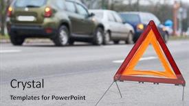  Presentation with road accident - Audience pleasing slide deck consisting of crash with two automobile road backdrop and a light gray colored foreground