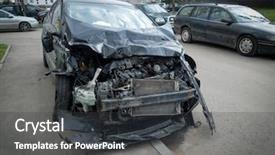  Presentation with street - Theme enhanced with crashed car on the street background and a  colored foreground