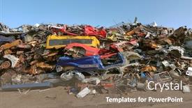  Presentation with recycling - Amazing theme having crashed-car-recycling-pile-scrapyard backdrop and a violet colored foreground