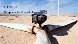  Presentation with turbine - Beautiful PPT layouts featuring crashed-wind-turbine backdrop and a light blue colored foreground