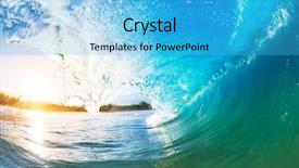  Presentation with blue wave - Presentation consisting of crashing blue ocean wave background and a cyan colored foreground
