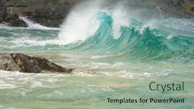  Presentation with wave - Amazing PPT theme having crashing-wave-on-the-na backdrop and a light gray colored foreground