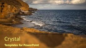  Presentation with crashing waves - PPT layouts featuring crashing-waves-on-rocks-landscape background and a tawny brown colored foreground