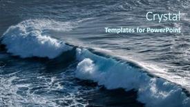  Presentation with crashing waves - PPT theme having crashing-waves-on-rocks-landscape background and a ocean colored foreground