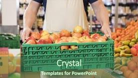  Presentation with grocery store - Colorful PPT theme enhanced with crate at grocery store backdrop and a ocean colored foreground