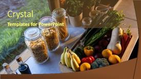  Presentation with healthy diet organic food - PPT theme consisting of crate-of-organic-vegetables background and a tawny brown colored foreground