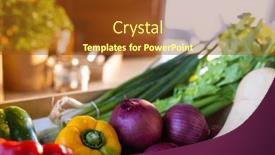  Presentation with healthy diet organic food - Presentation theme enhanced with crate-of-organic-vegetables background and a tawny brown colored foreground