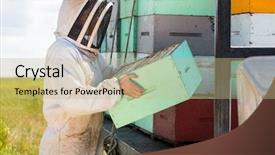  Presentation with honeycomb - Cool new PPT layouts with crate while standing by truck backdrop and a coral colored foreground