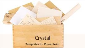  Presentation with white letters - PPT layouts enhanced with crate with papers and letter background and a lemonade colored foreground