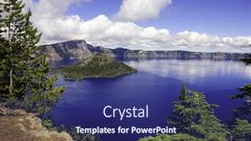  Presentation with explosion - Beautiful presentation theme featuring crater lake oregon a caldera left from a gigantic volcanic explosion backdrop and a navy blue colored foreground