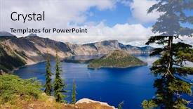 Presentation with explosion - Presentation with crater lake oregon a caldera background and a light blue colored foreground