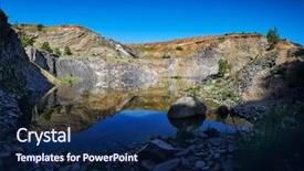  Presentation with volcano - PPT theme enhanced with craters - lake with the reflection background and a navy blue colored foreground