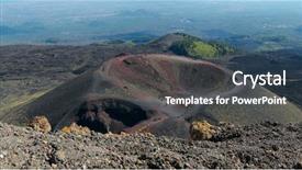 Presentation with mounted mount etna volcano - PPT theme with craters - volcanic crater of cinder cone background and a tawny brown colored foreground
