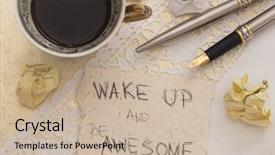  Presentation with motivation - Audience pleasing PPT theme consisting of crativity - cup of coffee with motivation backdrop and a  colored foreground