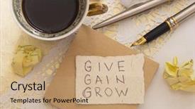  Presentation with motivation - Slides featuring crativity - cup of coffee with motivation background and a  colored foreground