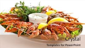  Presentation with red boiled crawfish food - Amazing slide set having crawfish - boiled crayfish with lemon backdrop and a coral colored foreground