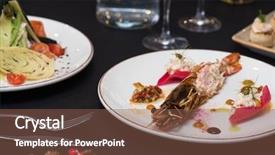  Presentation with restaurant downlodes - PPT theme consisting of crawfish boil - lagustine tartare tasty restaurant dish background and a violet colored foreground