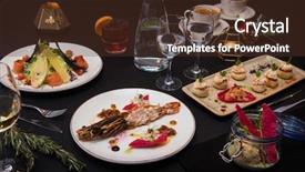  Presentation with ice cream - Slide deck consisting of crawfish boil - tasty restaurant dishes cooked background and a tawny brown colored foreground