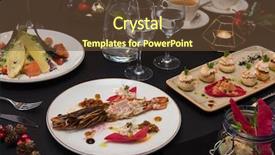  Presentation with appetizers - Theme having crawfish boil - tasty restaurant dishes cooked background and a tawny brown colored foreground