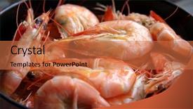  Presentation with shell - Colorful slides enhanced with crawfish boil - whole fresh cooked prawns backdrop and a  colored foreground