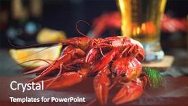  Presentation with restaurant pub menu - Cool new PPT theme with crawfish boiled red crayfish backdrop and a tawny brown colored foreground