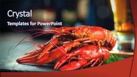 Presentation with restaurant pub menu - Presentation with crawfish boiled red crayfish background and a  colored foreground