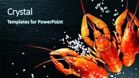  Presentation with dark space - Cool new theme with crawfish closeup red boiled crayfish backdrop and a wine colored foreground