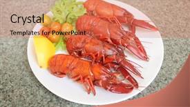  Presentation with shellfish - Slides having crawfish cooked shellfish serving background and a coral colored foreground
