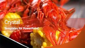  Presentation with boil - Slide set having crawfish crayfish boil close-up background and a crimson colored foreground