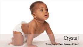  Presentation with african american baby - Cool new slide deck with african american baby boy crawling backdrop and a soft green colored foreground