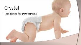 Presentation with baby - Beautiful PPT theme featuring baby crawling on white background backdrop and a white colored foreground