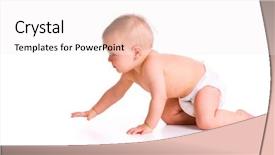  Presentation with baby - Presentation theme featuring studio shot of baby crawling background and a sky blue colored foreground
