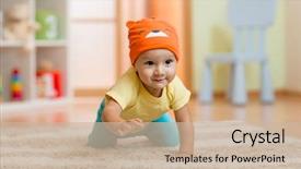  Presentation with floor - PPT layouts enhanced with crawling baby boy at home background and a soft green colored foreground