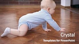  Presentation with room - Colorful PPT theme enhanced with crawling-baby-on-the-wooden backdrop and a tawny brown colored foreground