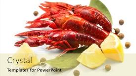  Presentation with red - Slide deck enhanced with crayfish-crawfish-closeup-red-boiled background and a yellow colored foreground