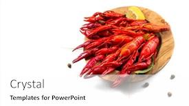  Presentation with white plate - Theme having crayfish-crawfish-closeup-red-boiled background and a white colored foreground