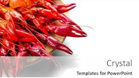  Presentation with white plate - Slides consisting of crayfish-crawfish-closeup-red-boiled background and a pink colored foreground
