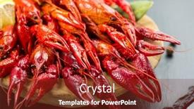  Presentation with red - Presentation featuring crayfish-crawfish-closeup-red-boiled background and a tawny brown colored foreground