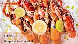  Presentation with red - Beautiful slide set featuring crayfish-red-boiled-crawfishes backdrop and a coral colored foreground