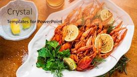  Presentation with rustic - Slide set with crayfish-red-boiled-crawfishes background and a gold colored foreground