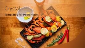  Presentation with rustic - Beautiful slide set featuring crayfish-red-boiled-crawfishes backdrop and a gold colored foreground