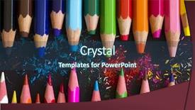  Presentation with crayon - PPT layouts with crayon art - pencils with color shaving background and a ocean colored foreground