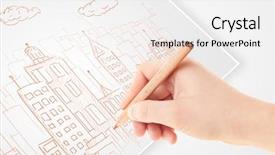  Presentation with caregiver and elderly person - PPT theme enhanced with crayon art - person drawing sketch background and a white colored foreground